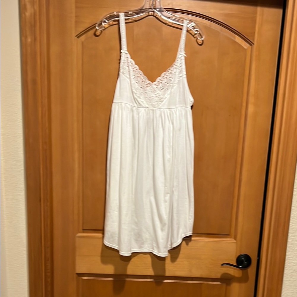 Victoria's Secret White Chemise with Spaghetti Straps and V-Neckline
